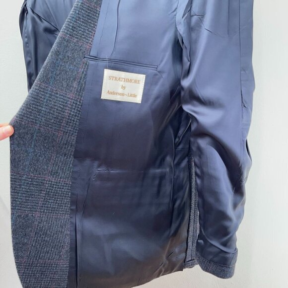 Vtg Unstructured Woolworth's 2-Bttn Gray Plaid Wool Sport Coat (42L or 44L) - Picture 7 of 14